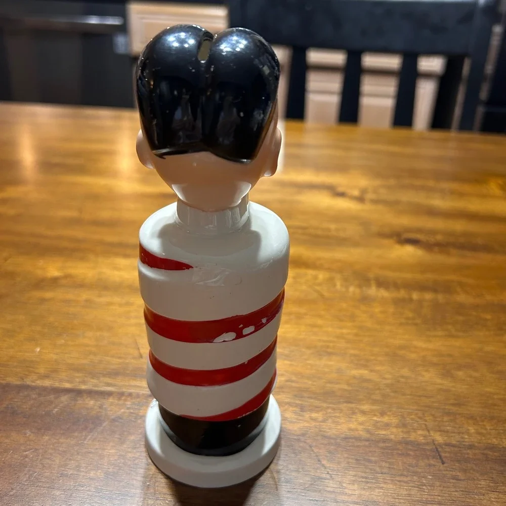Vintage Barber Pole Razor Blade Bank Ceramic Red White National Potteries Japan